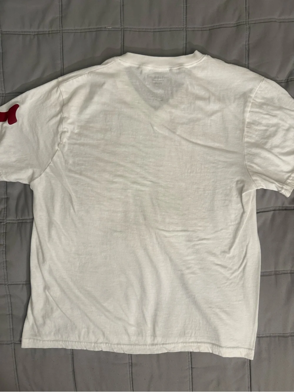 True Religion White V-Neck Tee with Red Accents